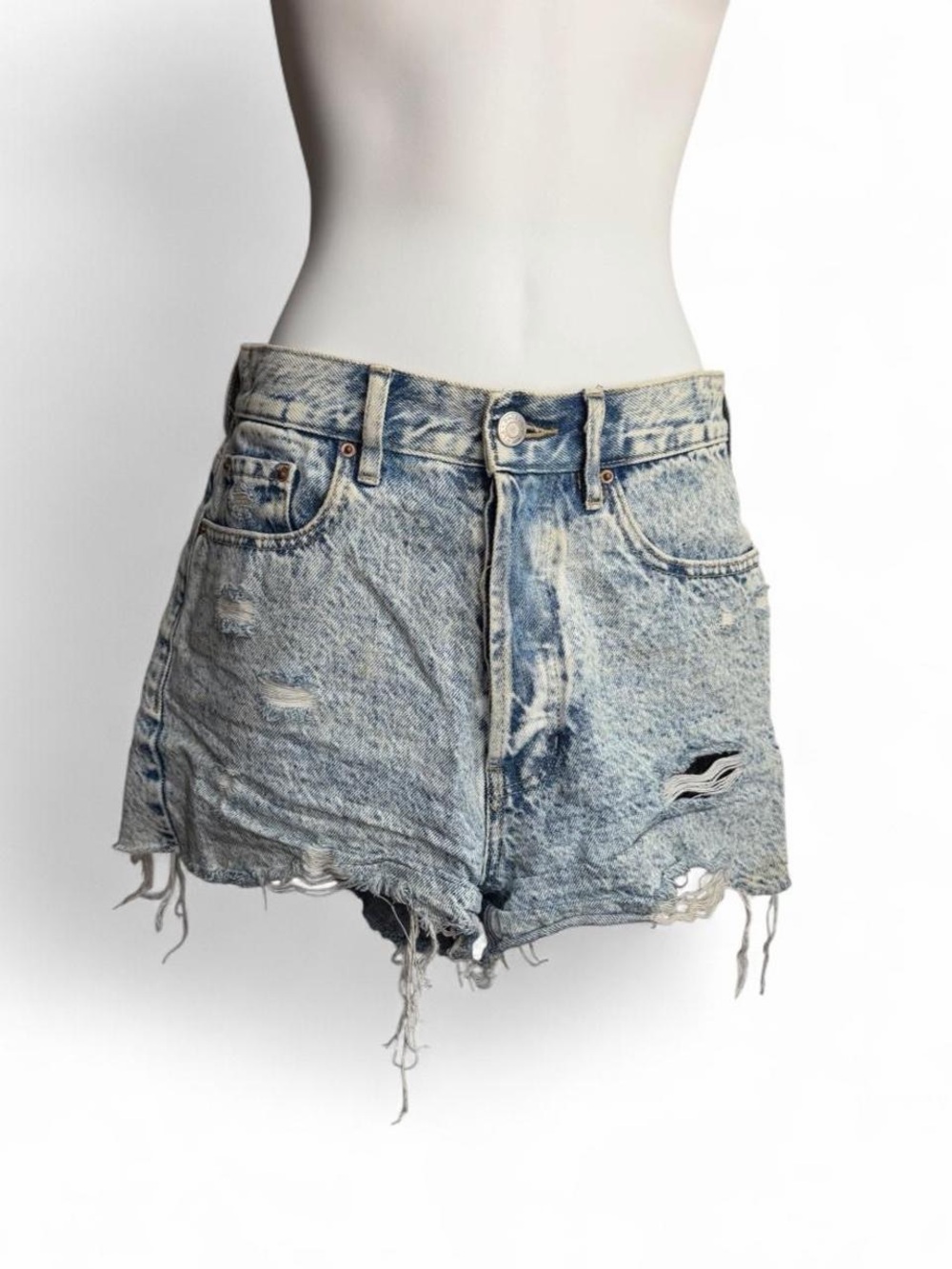PacSun Light Blue High Waist Distressed Denim Shorts